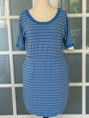 Columbia Blue & White Striped Pocket Dress Size Medium